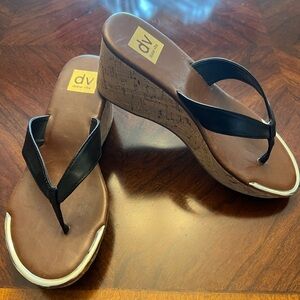 DV by Dolce Vita Black and Brown Wedge Sandals like new